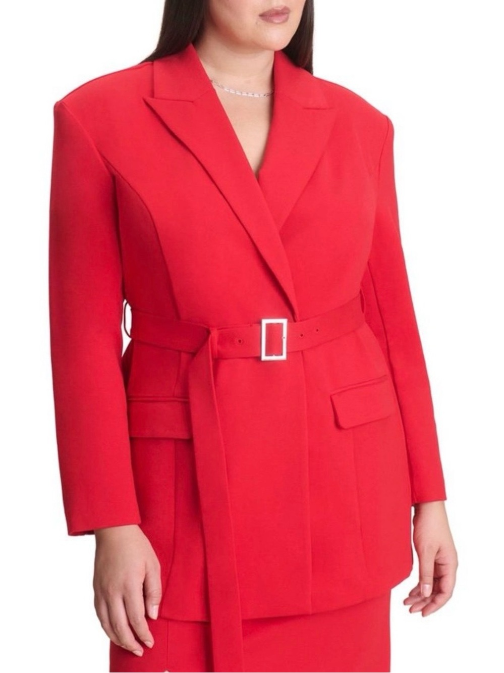 Eloquii Red Belted Ponte Blazer